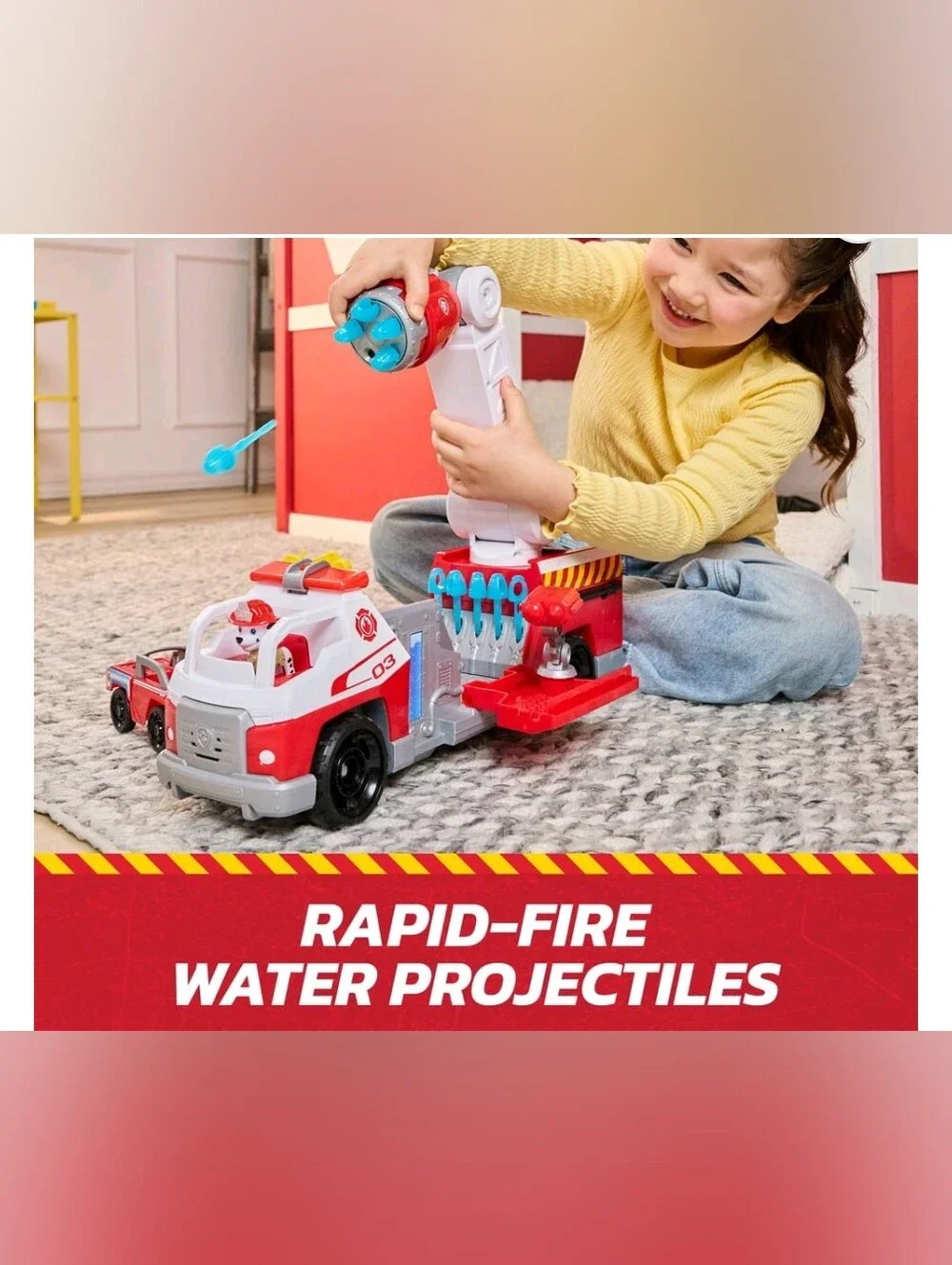 PAW Patrol Fire Rescue: Rapid Reload Fire Truck with Marshall, Projectile Launch